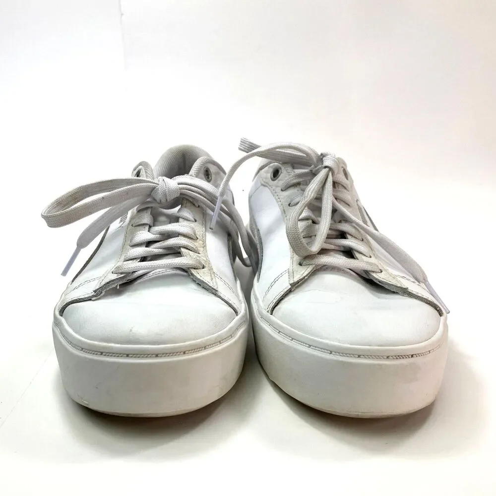 Puma White Leather Tennis Shoes Sneakers Size 8 Lace Soft Foam Cushioned Comfort